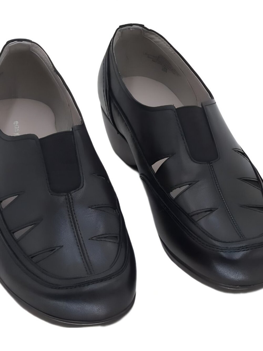 Easy Spirit Womens Daisie Cut Out Slip On Shoes Black Leather US 7.5 WW